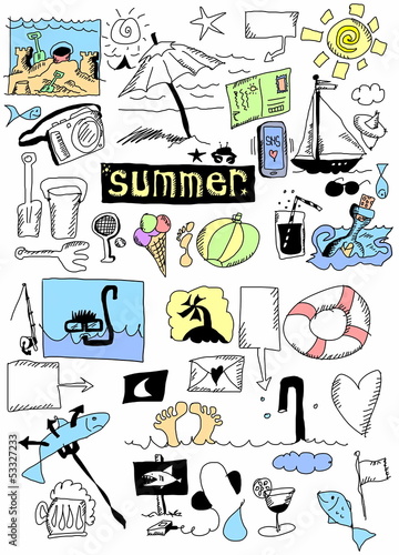 Illustration: summer doodle set summer doodle set