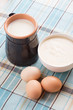 Dairy products - milk, sour cream, eggs.