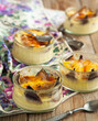 Creme brulee - Brulled figs and honey. Selective focus.