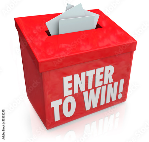 Illustration: Enter to Win Red Raffle Lottery Box Entry Forms Tickets Enter to Win Red Raffle Lottery Box Entry Forms Tickets