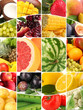 Collage with tasty  fruits and vegetables