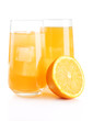Glasses of orange juice isolated on white
