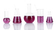 Test-tubes with purple liquid isolated on white