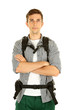 Photo: Young hiker man tourist, isolated on white Young hiker man tourist, isolated on white