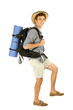 Photo: Young hiker man tourist, isolated on white Young hiker man tourist, isolated on white