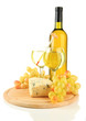 Wine, tasty blue cheese and grape