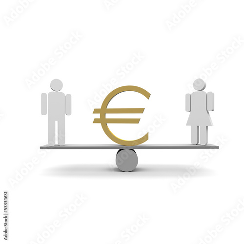 Illustration: gender, frau, mann, euro, gender, frau, mann, euro,