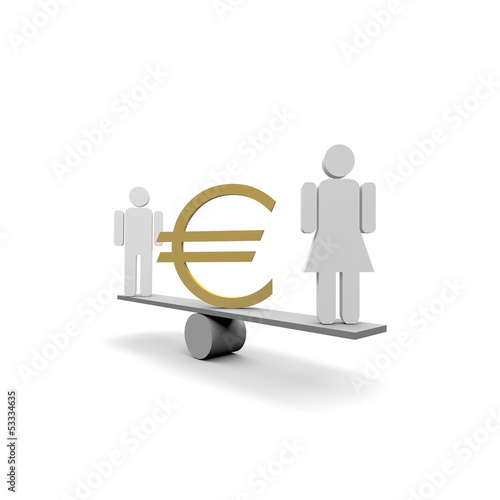 Illustration: gender, frau, mann, euro, gender, frau, mann, euro,
