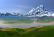 Illustration: Mountain Fantasy Landscape - Computer Artwork Mountain Fantasy Landscape - Computer Artwork