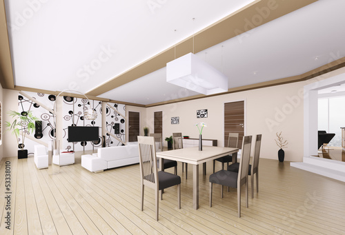 Illustration: Modern apartment interior 3d render Modern apartment interior 3d render