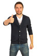 Casual man giving thumbs