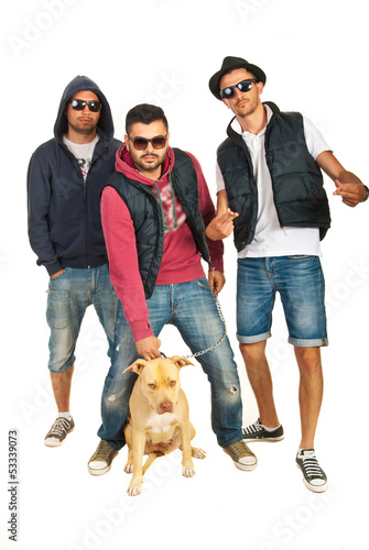 Photo: Rappers guys with pitbull dog Rappers guys with pitbull dog