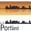 Portland skyline in orange background