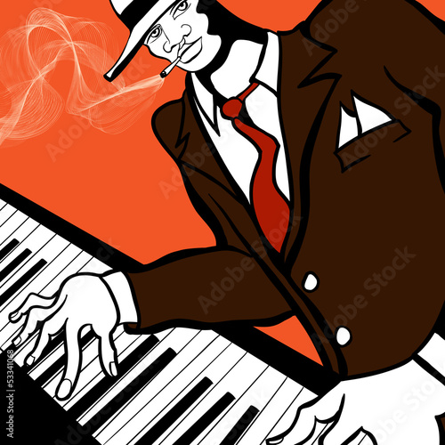 Vector: Jazz piano player Jazz piano player