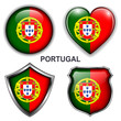 Portugal flag icons, vector buttons.