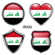 Iraq flag icons, vector buttons.
