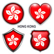 Hong Kong flag icons, vector buttons.