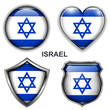 Israel flag icons, vector buttons.