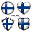 Finland flag icons, vector buttons.