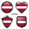 Latvia flag icons, vector buttons.