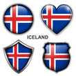 Iceland flag icons, vector buttons.