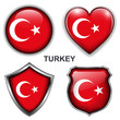 Turkey flag icons, vector buttons.