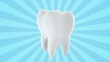 Tooth on blue background. Seamless loop.