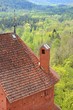 areal view on Turaida castle and Gauja river valley