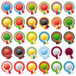 Vector: Thirty beautiful rosette ribbons. World flags. Vector set. Thirty beautiful rosette ribbons. World flags. Vector set.