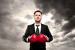 businessman boxing