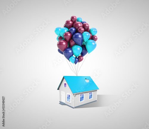 Photo: house and balloons house and balloons