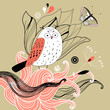 owl and plants