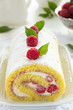 Photo: Roulade with raspberries and cream. Roulade with raspberries and cream.