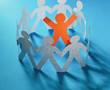 Circle of colorful people with clipping path