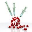 3d render of a addicted woman symbol with injection