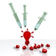 3d render of a addicted woman symbol with injection