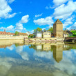 Strasbourg, tower of medieval bridge Ponts Couverts. Alsace, Fra