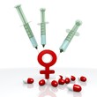 3d render of a addicted woman symbol with injection