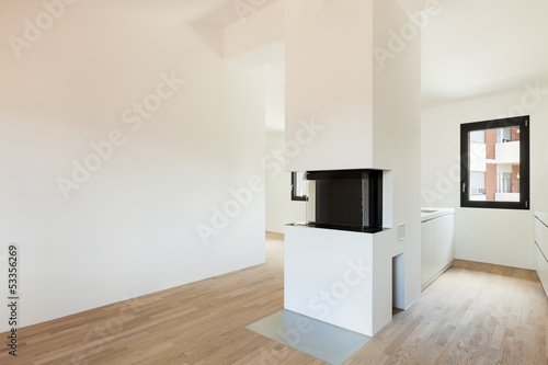 Photo: interior new house, room with fireplace interior new house, room with fireplace