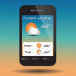 Weather icons on mobile phone, vector