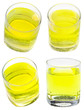glass of yellow carbonated water with vitamin