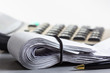 Folded bills after finish financial work