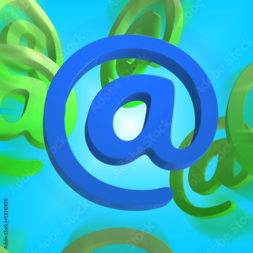 Illustration: At Sign Shows E-mail Symbol Send Mail At Sign Shows E-mail Symbol Send Mail