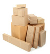 Photo: Different cardboard boxes isolated on white Different cardboard boxes isolated on white
