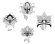 Vector: Set of abstract floral blossoms Set of abstract floral blossoms