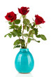 Foto: Beautiful roses in vase, isolated on white Beautiful roses in vase, isolated on white