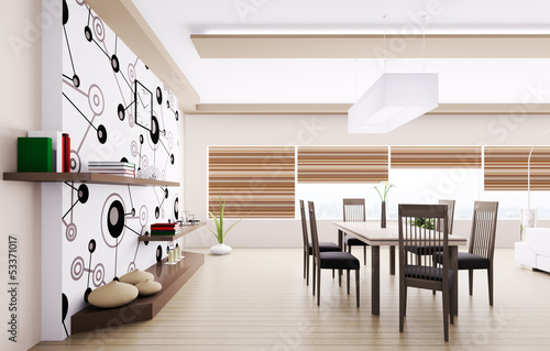 Illustration: Interior of modern dining room Interior of modern dining room