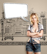 Photo: Woman With Breast and Speech Bubble Woman With Breast and Speech Bubble