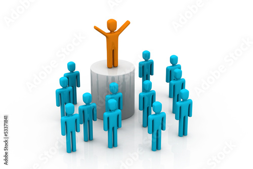 Illustration: Team with leader. Team with leader.