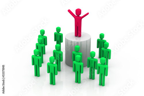 Illustration: Team with leader. Team with leader.